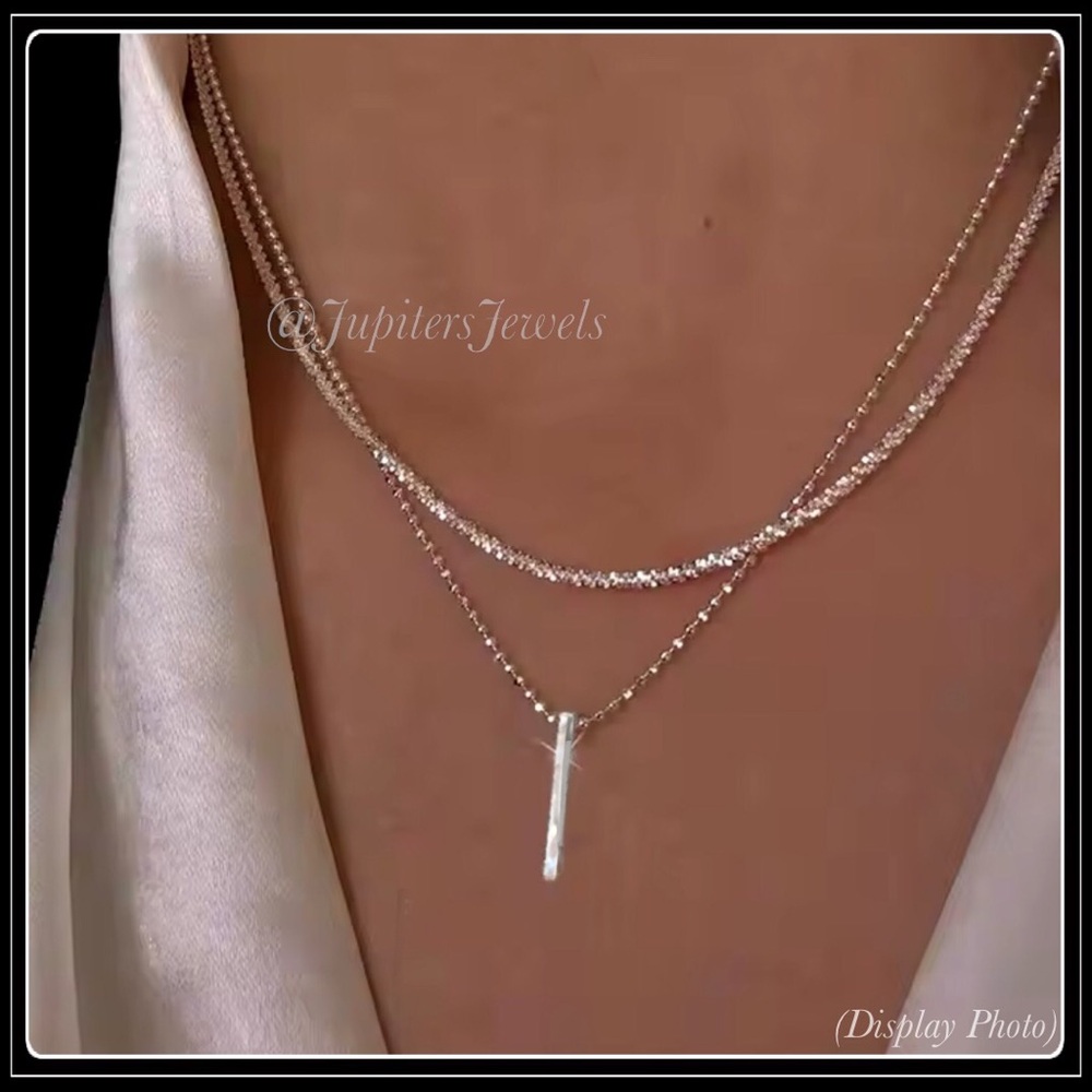 NEW 925 SILVER CHAIN SHELL BAR ABALONE MOTHER of PEARL PENDANT NECKLACE - Picture 1 of 3